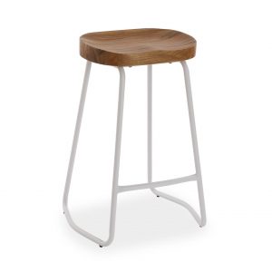 Taburete Alto Simple Diseño Nórdico, Asiento Madera Olmo - Imagen 3