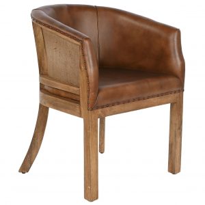 Butaca Marrón Piel Madera, Estilo Vintage Artesanal - Imagen 9