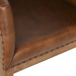 Butaca Marrón Piel Madera, Estilo Vintage Artesanal - Imagen 5