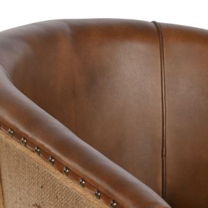 Butaca Marrón Piel Madera, Estilo Vintage Artesanal - Imagen 10