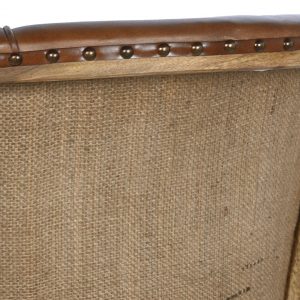 Butaca Marrón Piel Madera, Estilo Vintage Artesanal - Imagen 7