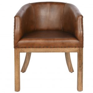 Butaca Marrón Piel Madera, Estilo Vintage Artesanal - Imagen 11