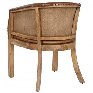 Butaca Marrón Piel Madera, Estilo Vintage Artesanal - Imagen 8