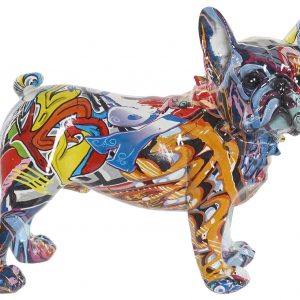 Figura Deco Perro Grafiti Bulldog Multicolor Resina - Imagen 4