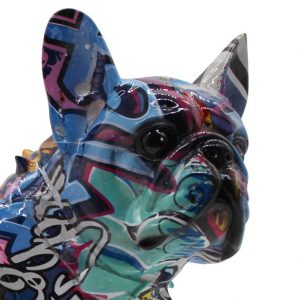 Figura Deco Perro Grafiti Bulldog Multicolor Resina - Imagen 3