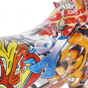 Figura Deco Perro Grafiti Bulldog Multicolor Resina - Imagen 2