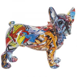 Figura Deco Perro Grafiti Bulldog Multicolor Resina - Imagen 1
