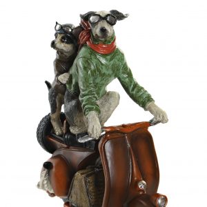 SET Figura Perro en Moto Vespa de Resina Multicolor - Imagen 3