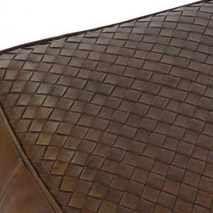 Pouf, Cojín Suelo Cuadrado, Piel Marron, Estilo Vintage - Imagen 2