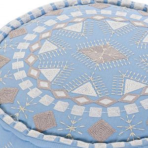 Pouf Redondo Bajo, Cojín Suelo, Estilo Árabe Algodón, Reposapiés - Imagen 2