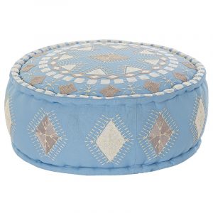 Pouf Redondo Bajo, Cojín Suelo, Estilo Árabe Algodón, Reposapiés - Imagen 1