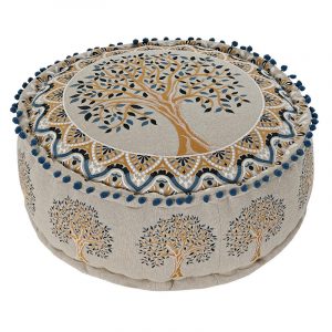 Cojín Suelo, Pouf Redondo Bajo, Estilo Árabe Algodón, Arbol - Imagen 1