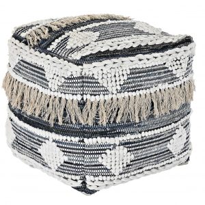 Pouf Cuadrado Cojín Suelo Negro, Estilo Boho Algodón, Reposapiés - Imagen 4