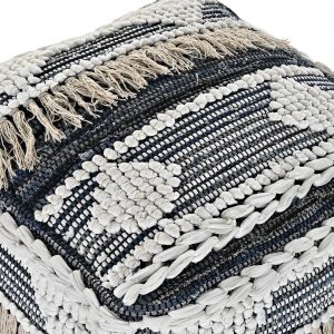 Pouf Cuadrado Cojín Suelo Negro, Estilo Boho Algodón, Reposapiés - Imagen 2