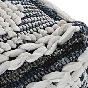Pouf Cuadrado Cojín Suelo Negro, Estilo Boho Algodón, Reposapiés - Imagen 3