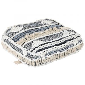 Cojín Suelo, estilo Boho, cuadrado de Algodón, con Flecos y Rayas - Imagen 1