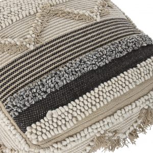 Cojín Suelo, estilo Boho, Rayas cuadrado de Algodón, Reposapiés - Imagen 2