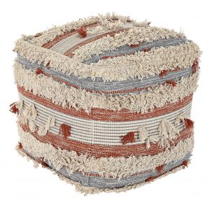 Pouf Cuadrado Cojín Suelo, Estilo Boho Algodón, Reposapiés - Imagen 3