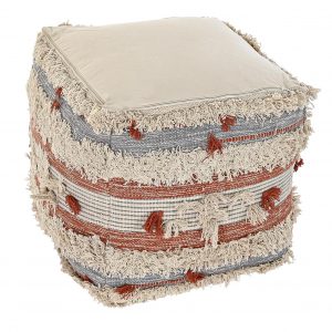Pouf Cuadrado Cojín Suelo, Estilo Boho Algodón, Reposapiés - Imagen 5