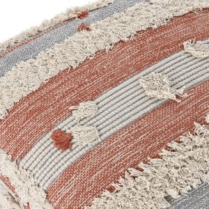 Cojín Suelo, estilo Boho, cuadrado de Algodón, Rayas Flecos - Imagen 2