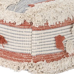 Cojín Suelo, estilo Boho, cuadrado de Algodón, Rayas Flecos - Imagen 3