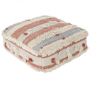 Cojín Suelo, estilo Boho, cuadrado de Algodón, Rayas Flecos - Imagen 1