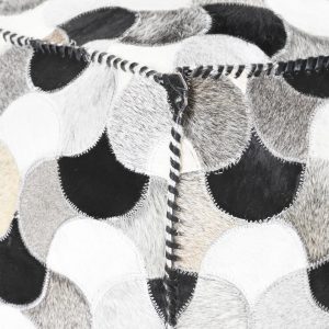 Pouf Cuadrado Rombos Cojín Suelo, Estilo Colonial Piel Blanco & Negro - Imagen 3