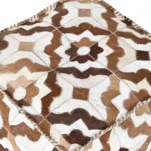 Pouf Cojín Suelo Cuadrado Rombos, Estilo Colonial Piel, Marron - Imagen 2