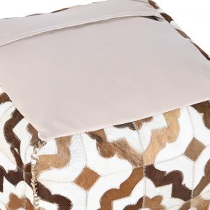 Pouf Cojín Suelo Cuadrado Rombos, Estilo Colonial Piel, Marron - Imagen 4
