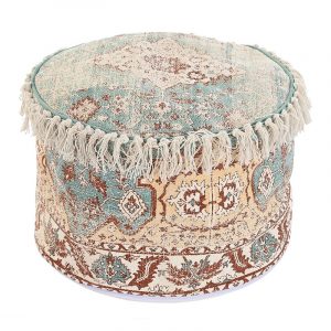 Cojín Suelo Puf Redondo Flecos, Ambiente Árabe Algodón, Reposapiés - Imagen 1