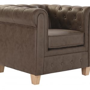 Butaca Sillón Poliéster Madera, Marrón Oscuro estilo Vintage Retro - Imagen 6