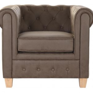 Butaca Sillón Poliéster Madera, Marrón Oscuro estilo Vintage Retro - Imagen 4