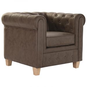 Butaca Sillón Poliéster Madera, Marrón Oscuro estilo Vintage Retro - Imagen 1