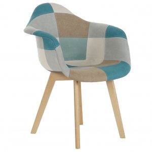 4 Modernas Sillas Poliéster Pino, Scandi Tapizado Patchwork - Imagen 8