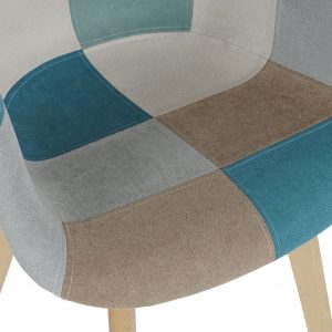 4 Modernas Sillas Poliéster Pino, Scandi Tapizado Patchwork - Imagen 3