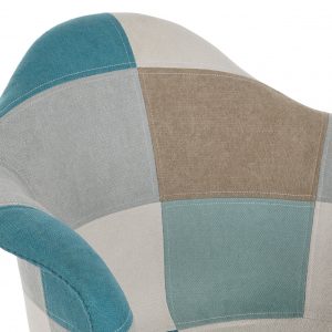 4 Modernas Sillas Poliéster Pino, Scandi Tapizado Patchwork - Imagen 4