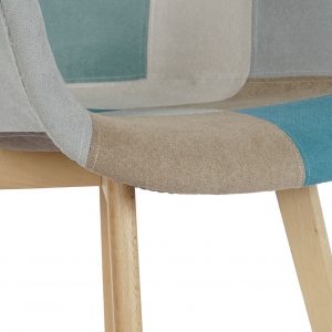 4 Modernas Sillas Poliéster Pino, Scandi Tapizado Patchwork - Imagen 2
