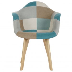 4 Modernas Sillas Poliéster Pino, Scandi Tapizado Patchwork - Imagen 7