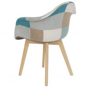 4 Modernas Sillas Poliéster Pino, Scandi Tapizado Patchwork - Imagen 9