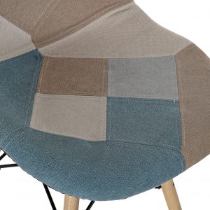 SET 4 Modernas Sillas Poliéster Pino, Scandi Tapizado Patchwork - Imagen 2