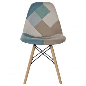 SET 4 Modernas Sillas Poliéster Pino, Scandi Tapizado Patchwork - Imagen 6