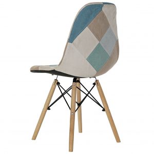 SET 4 Modernas Sillas Poliéster Pino, Scandi Tapizado Patchwork - Imagen 7