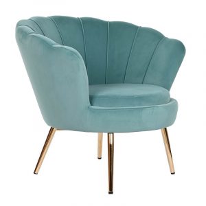 Butaca Velvet Diseño Concha, Poliéster y Metal, Terciopelo - Imagen 1