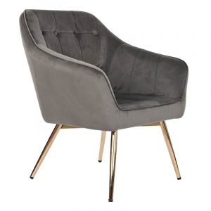 Butaca, Sillón Poliéster Velvet Metal, estilo Moderno Glam - Imagen 3
