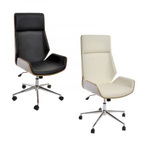 Silla Escritorio Oficina Giratoria Ergonómica Ruedas, en PU Metal - Imagen 1