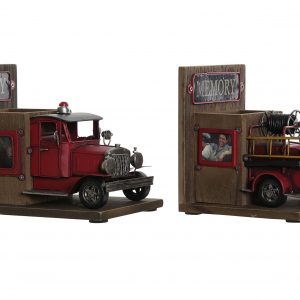 SET 2 Sujetalibros Madera Camión Bomberos Fotos - Imagen 2
