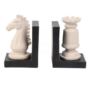 SET 2 Sujetalibros Deco Figuras Ajedrez MDF Cerámica - Imagen 1