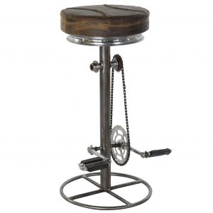 Taburete Diseño Retro Vintage Patas Metal Cuero Pedales decorativos - Imagen 5