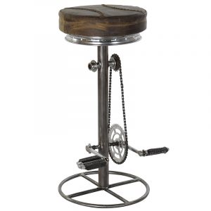 Taburete Diseño Retro Vintage Patas Metal Cuero Pedales decorativos - Imagen 1