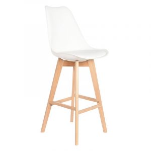 Deco Taburete Madera Haya PU, estilo Scandi, Distintos Colores - Imagen 2